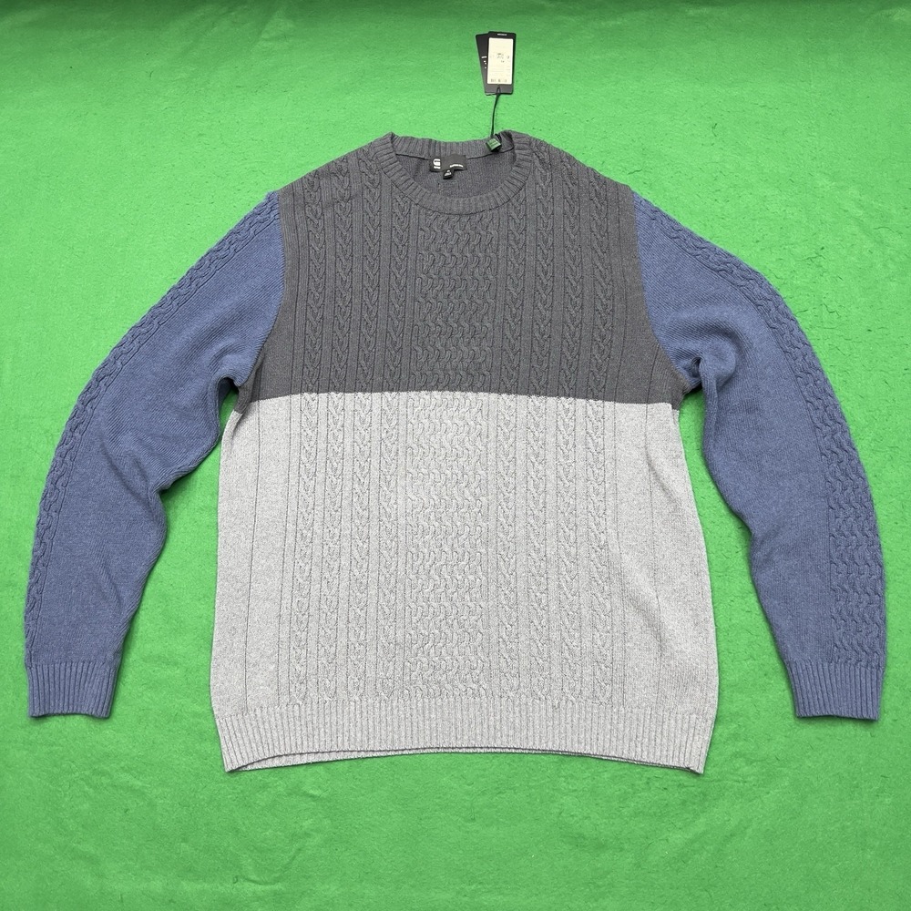 G-STAR RAW Cable Color Block Loose Cable Knit Jumper Sweater - Men Size XL